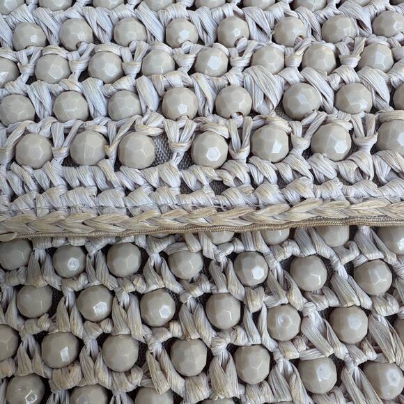 VTG Barbara Lee Purse Cream Beaded Rattan Straw Clutch Small Made in Italy - Picture 11 of 12